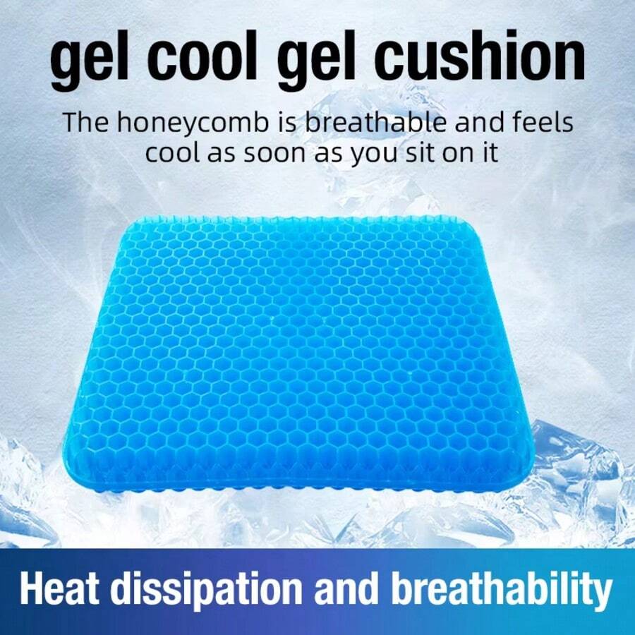 Đệm ngồi gel hình tổ ong mùa hè | Cần thiết cho phụ nữ | Đệm thoáng khí giảm áp lực xương cụt | Thiết kế chống trượt cho sự thoải mái lâu dài | Phù hợp sử dụng tại văn phòng và nhà | Vỏ bền và có thể tháo rời | Giảm áp lực lên lưng dưới và mông | Phụ kiện xe hơi thời trang