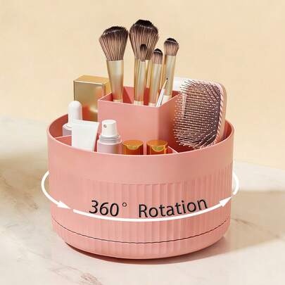 1pc 360° Rotating Makeup Brush Holder, Bathroom Storage, Desktop Organizer Set, Bathroom Storage Box, Convenient Makeup, Makeup Brushes, Lipstick Pens, Office Art, Home Storage, Room Decor, Home Decor, Bathroom Accessories