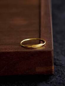 BALMORA 1pc Minimalist S925 Sterling Silver Leaf Ring, Ultra-Thin Leaf Design Ring, Suitable For Women's Daily, Commute And Party Wear - Gold - View 5