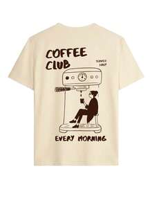 Camiseta gráfica con café servido diariamente, estampado retro de máquina de café, camiseta de manga corta casual y acogedora para amantes del café - Albaricoque - Ver 4