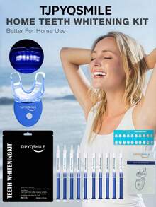 带紫外线加速器的 LED 牙齿美白套装，全新蓝光牙齿美容工具，适用于女性 - 白色 - 查看 14