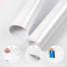 1 Cuộn Giấy Dán Tự Dẹp Màu Trắng, Giấy Dán Tự Dẹp Bằng Vinyl Bóng Cho Mặt Bàn Bếp, Tủ Bếp, Tủ Quần Áo, Đồ Nội Thất Tự Làm (DIY) - màu trơn - Xem 3