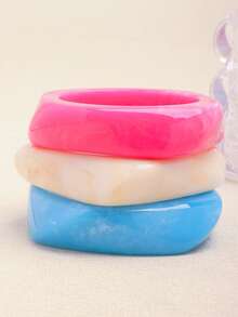 Bộ 3 vòng tay acrylic bán trong suốt, kiểu dáng bất đối xứng, phóng khoáng dành cho nữ, đa năng. - Nhiều màu - Xem 13