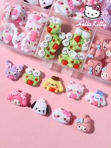 SANRIO Bộ 90 miếng trang trí móng tay hoạt hình, 9 kiểu dáng bao gồm trái tim, nốt nhạc và nhiều kiểu khác, phụ kiện đính đá móng tay tự làm đa năng. - Nhiều màu - Xem 5