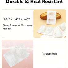 3D卡通双腔兔子和小猪硅胶模具，适用于慕斯蛋糕、布丁、果冻和甜点烘焙——厨房烘焙工具 - 白色 - 查看 7