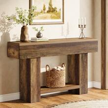 Tribesigns 55-Inch Console Table With Storage, Farmhouse Entryway Table Furniture For Hallway, 2-Tier Sofa Table For Behind Couch, Rustic Wood Console Table For Living Room & Foyer - Rustic Brown - View 1