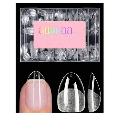 120pcs -Short Almond Boxed Acrylic Nail Tips  Half Frosted Inside Acrylic False Nail Suitable For Nail Salons And DIY Nail Art Press On Nails Or Nail Suppliesnail Kit