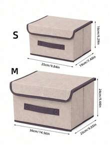 [Delivery Within 2-7 Days In The United States]2pc(Large+Small)Cream Decorative Storage Box Bins With Lid Collapsible Sturdy Organizer Basket Fabric Collapsible Storage Bin, Foldable Storage Box Cube With Lids And Handle Organizer Container For Closet Playroom Bedroom For Home Bedroom Closet Clothes.With Lid And Handle:The Lid And Magic Sticker Sealing Protects Items From Dust And Moisture, And The Handle Makes It Easy To Carry And Move.This Foldable Clothes Storage Box Is Suitable For Homes And Offices And Can Be Used To Store Various Items Such As Clothing, Books, Documents, Toys, Stationery, Etc. They Can Also Be Placed In Cabinets, Wardrobes, Bookshelves, Desks, Etc. For Organization And Organization. - Nhiều màu - Xem 7