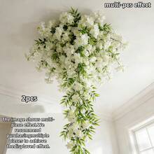 Dây hoa giả màu trắng dài với lá xanh, dây hoa tử đằng giả màu tím treo, thích hợp trang trí cổng cưới, lối đi lễ đường, cửa sổ nhà, hiên nhà, trần phòng ăn và sân vườn ngoài trời quanh năm. - Nhiều màu - Xem 4