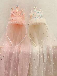 Fashionable Mesh Crown Headband, Elegant Princess Birthday Hair Accessory - Multicolor - View 3
