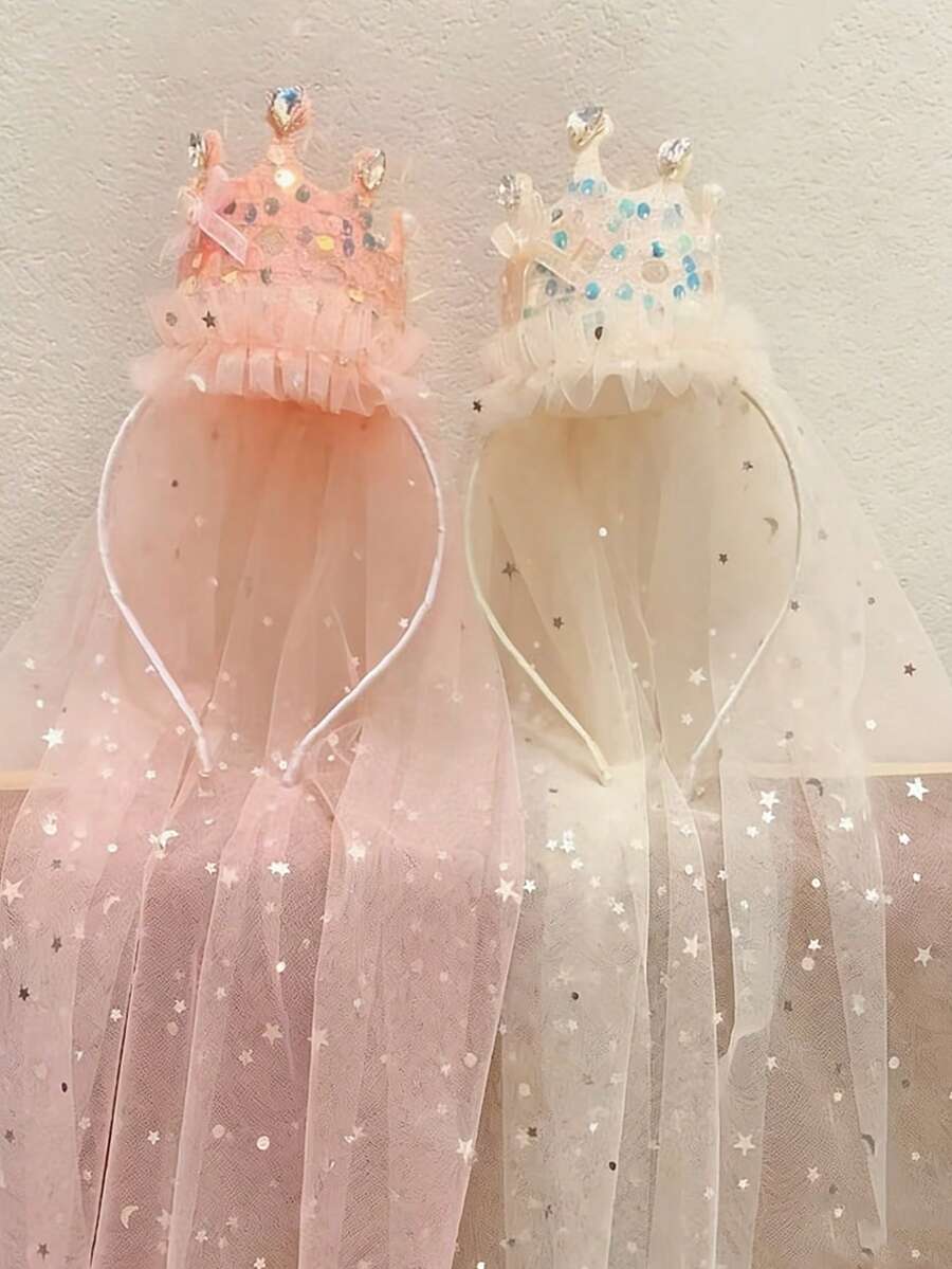 Băng đô cài tóc lưới thời trang, phụ kiện tóc công chúa thanh lịch cho sinh nhật. - Nhiều màu - Xem 1