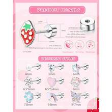 FIASASO Hypoallergenic Flat Back Earrings for Girls Toddler Women 10 Pair Surgical Stainless Steel Screw Back Stud Earrings for Sensitive Ears Cute Flower Butterfly Stud Earring Screwback Girl Earrings Toddler Jewelry age over 4 years old - Plata - Ver 3