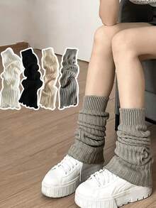 2 chiếc/1 chiếc tất giữ ấm chân kiểu Y2K dành cho nữ, tất len giữ ấm chân kiểu Lolita Nhật Bản, ống tay áo bằng len. - Nhiều màu - Xem 2