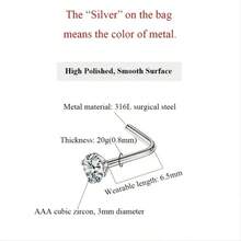 12pcs Stainless Steel Nose Stud Set, Shiny Cubic Zirconia Round Nose Piercing Jewelry Set, Party Gift - Silver - View 3