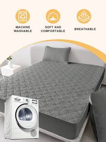 1件防水床单，床上用品，床笠，床垫罩，床罩，柔软舒适的卧室床上用品，纯色床垫保护罩，卧室床上用品，深口袋凉爽透气绗缝床笠，适用于单人床、双人床、特大号床、大号床，防尘保护，不含枕头和枕套，可机洗，独立日床上用品，床上用品礼品，可机洗 - 深灰色 - 查看 5