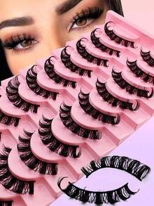 10 对 15 毫米俄罗斯风格 D 卷仿貂毛猫眼假睫毛，超长条状假睫毛，送给妈妈和婚礼的礼物。 - 彩色 - 查看 3