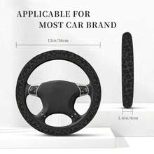Black Leopard Print Cheetah Elastic Steering Wheel Cover Non-Slip Breathable Neoprene Steering Wheel Covers Women Leopard Car Accessories Universal 15 Inch Fit A Suvs Truck - Black Leopard Print - View 4