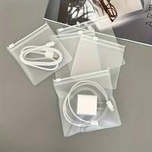 Bolsa con cremallera transparente reutilizable de EVA | Bolsa de almacenamiento transparente de PVC con orificios de ventilación, adecuada para cables, cargadores y artículos pequeños, cierre de cremallera duradero - A - Ver 2