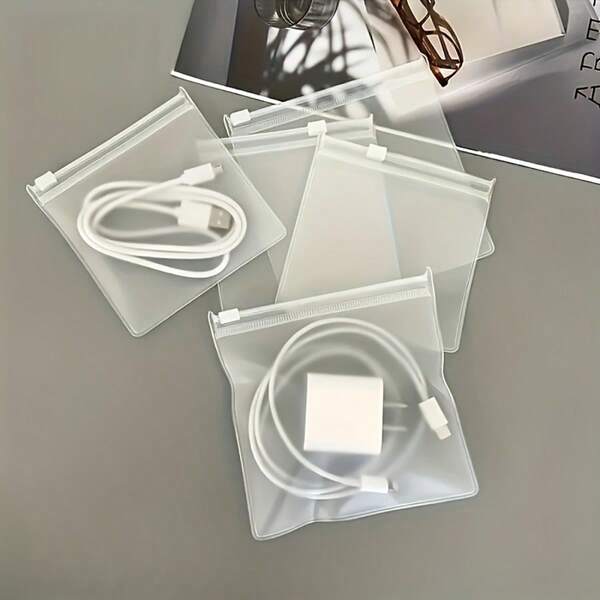 Reusable Transparent EVA Zipper Bag | Transparent PVC Storage Bag With Ventilation Holes, Suitable For Cables, Chargers And Small Items, Durable Zipper Closure