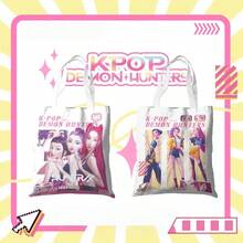 Hasbro K-POP：卡通帆布手提袋、简约单肩包、学生手提包、Kpop女团粉丝周边商品 - K-POP:獵魔女團款式1 - 查看 4