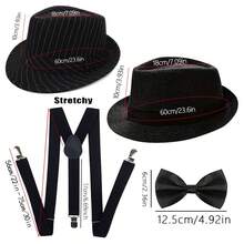 Set de 4 piezas de accesorios para hombre de los años 20, que incluye pistola de juguete, boina, corbata, tirante, accesorios decorativos de mano, accesorios de disfraz vintage de los años 20 adecuados para mascarada, Halloween y otras ocasiones - multicolor - Ver 9