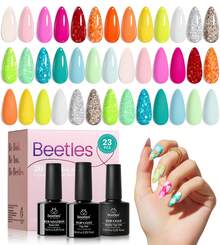Beetles Spring Gel Polish Set - Fingertip Palette, 32 Colors Valentines Polish Set With Base Top Coat - 20 Nữ hoàng sắc màu của các diva - Xem 7