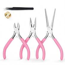 Bộ kìm mini 1/5 chi tiết, bộ kìm làm trang sức màu hồng gồm kìm mũi nhọn, kìm mũi cong và kìm mũi dài, bộ dụng cụ màu hồng dùng để làm trang sức, sửa chữa và thủ công mỹ nghệ. - Bộ kìm làm đồ trang sức - Xem 8