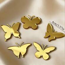 Conjunto com 1 ou 3 conjuntos de decorações de bolo em acrílico dourado 3D com borboletas e flores - Decorações de cupcake com borboletas douradas espelhadas, ideais para aniversários, casamentos e festas. - Multicolorido - Ver 6