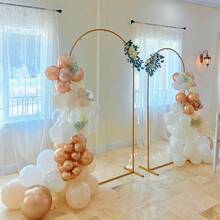 2-Piece Metal Arch Backdrop Stand, Wedding Arch Frame, Gold Wedding Arch Backdrop Stand, Balloon Arch Backdrop For Wedding, Birthday Party, Shower, Graduation Ceremony Decor - 金的 - 查看 2