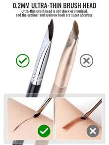 SEPROFE 5pcs Ultra-Thin Eyeliner Brushes, High-Quality Wooden Handle, Super Fine Fiber Design Suitable For Eyeliner, Eyeliner Makeup Brush, Stereoscopic Delicate Natural Eye Makeup Tools - Black - View 3