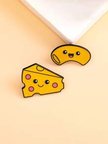 1/2个可爱黄色软奶酪胸针，俏皮弯曲的逼真奶酪造型，清新百搭，可别在毛衣、外套、背包、鞋子上。 - 彩色 - 查看 2