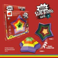 Rainbow Star Layered Stacking Puzzle Toy Decompression Relaxing Space Thinking Assembly Educational Fidget Toy - Multicolor - View 2