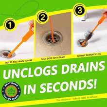 Drain Snake, Drain Clog Remover,Hair Snake Tool Opener, Sink Snake For Sewer Kitchen Sink Bathroom Tub Toilet Clogged Drains Relief Cleaning Tool(1pc 25 Inch +1pc 20inch) - / - View 6