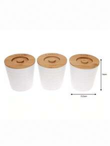 Conjunto de 3 recipientes herméticos para armazenamento doméstico com padrão de diamante e estilo nórdico minimalista. Ideais para armazenar açúcar, café, chá e biscoitos, perfeitos para cozinhas domésticas, cafés, casas de chá, restaurantes e padarias. - Ver 6