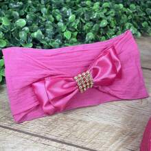 Baby Slippers And Headband Set For Newborns With Rhinestones And Assorted Bows - Hot Pink - View 2