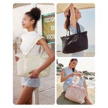 Tote Bag for Women Tote Bag with Zipper Work Tote with Compartments Nurse Shoulder Hanbag for Travel Gym - Dbeigesmall24l - Ver 3