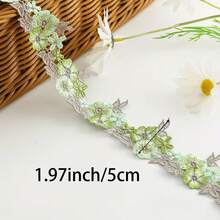 0.5码威尼斯花卉蕾丝花边 - 优雅的涤纶面料，饰有精致的花卉图案，适用于鸡尾酒装饰、缝纫和手工项目，装饰蕾丝 | 花卉蕾丝设计 | 蕾丝花朵，蕾丝面料 - 0.5碼 - 查看 2