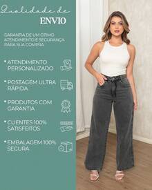 Women's Wide Leg Jeans 100% Premium Thick Fabric Women's Jeans - 灰色 - 查看 8