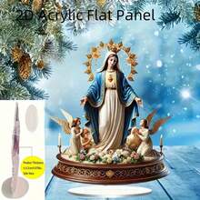 2D Flat Bohemian Style Virgin Mary Statue - Elegant Religious Art Decor For Home And Office, No Electricity Needed, 2D Flat Design Office Decoration | Bohemian Art | Delicate Craftsmanship, Virgin Mary Statue - 1PC - View 10
