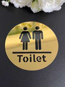 1pc Acrylic Mirror Bathroom Door Sign, Double-Layer Unisex Washroom Indicator, Self-Adhesive Removable, Suitable For Home And Public Restrooms, Home Decor, Bathroom Decor, Acrylic Bathroom Sign - Multicolor - View 12