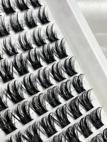 Hinarin 132 piezas de pestañas postizas de estilo anime D-Curl, longitud mixta de 8-16 mm, pestañas individuales esponjosas y alargadoras, adecuadas para extensión de pestañas en casa - D - Ver 4