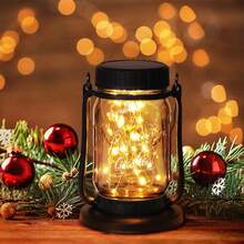 2/4pcs Solar Hanging Outdoor Lanterns, IPX5, 600mAh Long-Lasting Battery, Super Bright Imported LEDs, High-Efficiency Solar Panel, 30 Warm White Fairy Lights, Vintage Mason Jar Design For Yard, Patio, Wedding & Christmas Decor - 2 件裝 - 查看 2