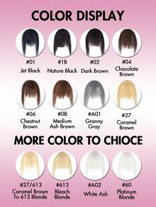 Wispy Clip-In Bangs Human Hair Natural Straight Bangs Hair Pieces Real Forehead Coverage Seamless Bangs For Women Daily Commute Party Wedding Style Multi-Color Optional Reusable Dyeable Easy Apply Soft And Shiny Autumn Travel Festival Christmas - Multicolor - View 2