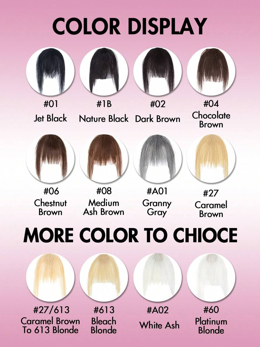 Wispy Clip-In Bangs Human Hair Natural Straight Bangs Hair Pieces Real Forehead Coverage Seamless Bangs For Women Daily Commute Party Wedding Style Multi-Color Optional Reusable Dyeable Easy Apply Soft And Shiny Autumn Travel Festival Christmas