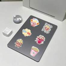 50 piezas de pegatinas de palomitas de maíz con dibujos, pegatinas decorativas de comida de dibujos animados creativas, divertidas y lindas para tabletas, hogar - Multicolor - Ver 10