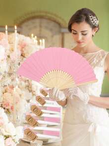 60/30/5/1件組可折疊紙扇附流蘇，婚禮禮品袋與感謝卡套組，感謝卡，新娘竹製手持折扇，單身派對婚禮新娘禮物裝飾，伴娘竹製手持折扇，伴娘禮物與婚禮 - 彩色 - 查看 3