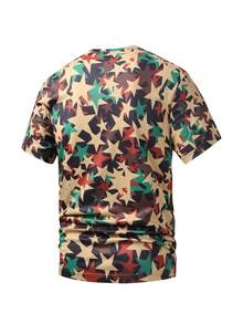 Men's Outdoor Hunting Fishing Tops, Camouflage Camo Printed Sports Short Sleeve T-Shirt Summer - Multicolor - View 2