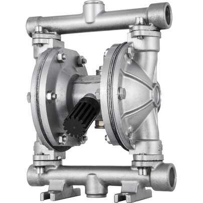 Bomba de doble diafragma operada por aire, entrada y salida de 1/2 pulgada, cuerpo de acero inoxidable, 8,8 GPM y máx. 120 PSI, bomba de transferencia neumática de diafragma de PTFE para petróleo, diésel, aceite y fluidos de baja viscosidad