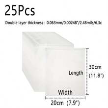 25 túi đựng quần áo chắc chắn, có thể đóng mở lại, túi nhựa dày 2.48mil dùng để vận chuyển, đóng gói quần áo, đi công tác, túi EVA mờ trong suốt có khóa kéo, túi đựng quần áo màu trắng bán trong suốt, vật dụng sắp xếp đồ dùng du lịch thiết yếu, bao bì quần áo theo mùa, túi đựng giày du lịch xách tay, túi đựng đồ tiết kiệm không gian và chống bụi. - Xem 13