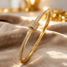 Set de 5 piezas de pulsera de acero inoxidable con circonita, adecuado para uso diario de joyería de mujer - 784+6072+6056+6021+6076+6072 - Ver 6